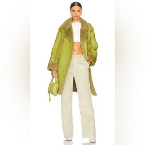 New York Faux Fur Jacket in Mellow Green by OW Collection